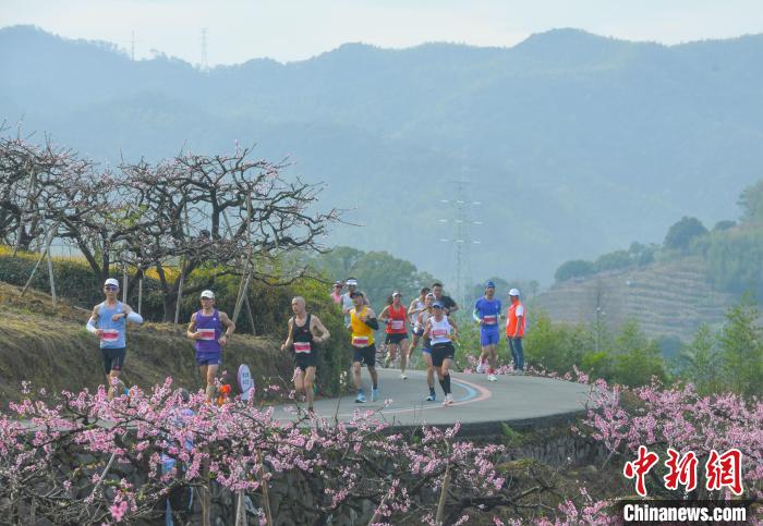台湾跑团在奉化马拉松跑进浪漫桃花源，跨海情