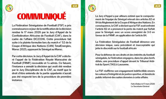 非洲杯冠军归属突变 塞内加尔遭非足联剥夺摩洛